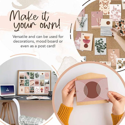 Artivo Boho Wall Collage Kit for Teen Girls, Cute Room Decor, Aesthetic Wall Decor Pictures, Boho Wall Art Prints Bedroom Decor, Posters for Room Aesthetic, Dorm Collage Photos 50 Set 4x6 inch