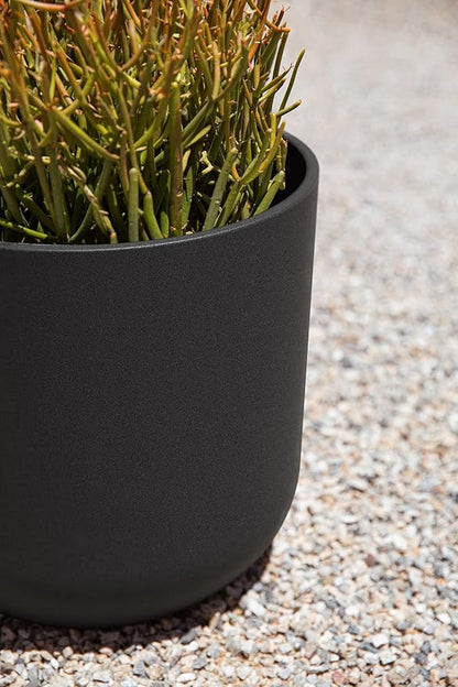 Veradek Mason Series Lima Planter - Round Planter for Indoor or Outdoor Porch/Garden | Made from Plastic-Stone Composite with Drainage Holes | Modern Décor for Succulents, Flowers, Small Plants