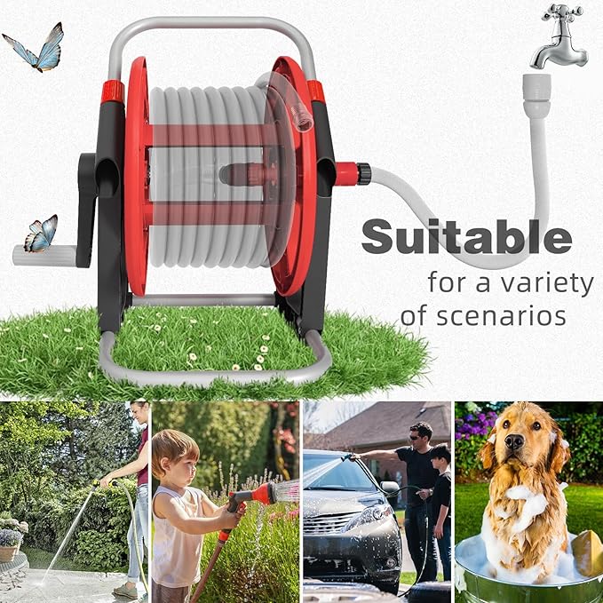 Garden Water Hose Reel Cart,Holds 50-60 Ft of 5/8 Inch Hose, Portable Hose Pipe Holder for Outside