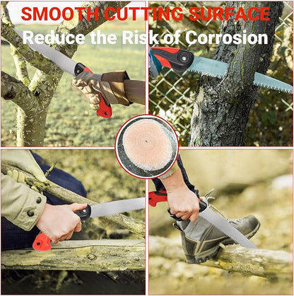 Pruning Saw with Scabbard Japanese Fixed Straight Hand Saw, Portable Tree Limb Cutter 11 Inch Blade Garden Pruner tool for Camping, Dry Wood and Fruit Trees