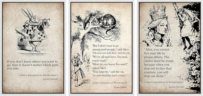 Ashbrook Framed Canvas Print Wall Art Set European Fairy Tale Sketchbook Wall Art Nature Wilderness Illustrations Decorative Floral Botanical Retro Calm/Relax/Cozy for Bedroom - 24"x36"x3 WHITE