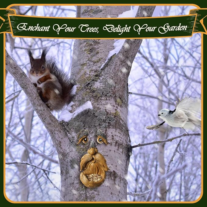 Playful Tree Faces Decor Outdoor, Whimsical Tree Decorations Outdoor for Gardens & Yards, Adding Personality to Nature for Your Lawn & Garden Ornaments (Small)
