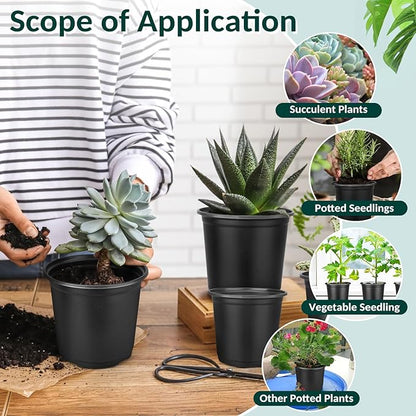 Nursery Pots for Plants, 6 Inch Plant Pots with Drainage, 110 pcs Plastic Seedlings Flower Pots for Plants, Great for Herbs, Cuttings, and Starter (6 Inch)