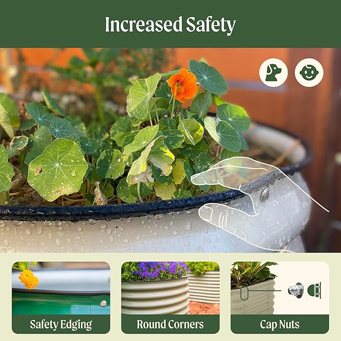 Vego garden 26" Extra Tall Raised Garden Bed Kits, 10 in 1 Modular Raised Planter Box for Vegetables Flowers Fruits Oval Metal Raised Garden-Modern Gray