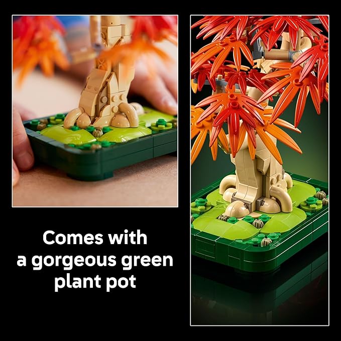 LEGO Botanicals Japanese Red Maple Bonsai Tree Building Kit for Adults 18+ - Unique Home Decor DIY for Room or Office - Housewarming Gift Idea for New Home - Plant Decor for Desk or Bookshelf- 10348
