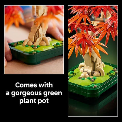 LEGO Botanicals Japanese Red Maple Bonsai Tree Building Kit for Adults 18+ - Unique Home Decor DIY for Room or Office - Housewarming Gift Idea for New Home - Plant Decor for Desk or Bookshelf- 10348
