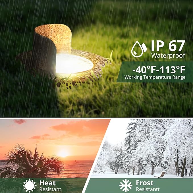 GKOLED 4 Pack, LED Brass Well Lights, 12V IP67 Waterproof Outdoor In Ground Light with MR16 Bulb and Swival Base, Low Voltage Landscape Lighting, 5W 2700K, Up Light for Garden Tree Bushe, Shielded Top