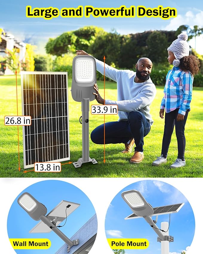 Engrepo Solar Street Light Outdoor, 20000LM Solar Parking Lot Lights Commercial Dusk to Dawn Outside, IP65 Waterproof Security Led Flood Light with Remote Control for Street, Court, Barn, Yard.