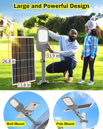 Engrepo Solar Street Light Outdoor, 20000LM Solar Parking Lot Lights Commercial Dusk to Dawn Outside, IP65 Waterproof Security Led Flood Light with Remote Control for Street, Court, Barn, Yard.