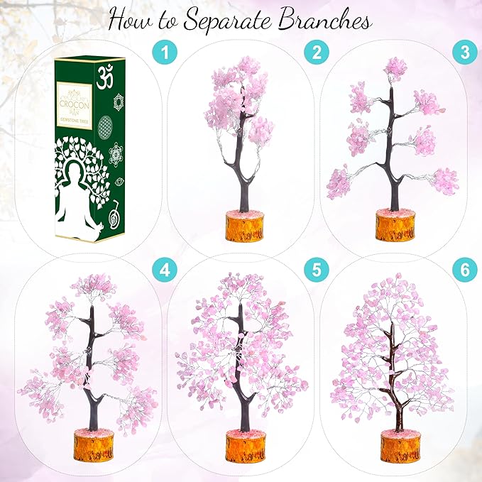Rose Quartz Crystal Tree Home Decor and Pink Room Decor, Healing crystals Chakra Tree of Life Birthday Gifts for Women Mom Her Sister House warming Gifts New Home Spiritual Presents womens Gift