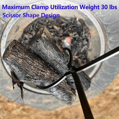 28" Firewood Tongs Log Grabber for Thick Logs Outdoor Indoor Camfire Firepit Bonfire Fireplace Tongs Heavy Duty Wrought Rustproof Safely Moves Firewood