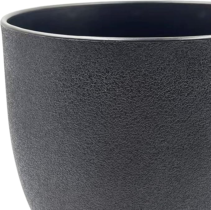 12 Inch 2 Pack Outdoor Flower Pots, Planting Pots with Saucers, Garden House Plants Planters with Drainage Hole Plant Pots Indoor Plants Black Color Plastic