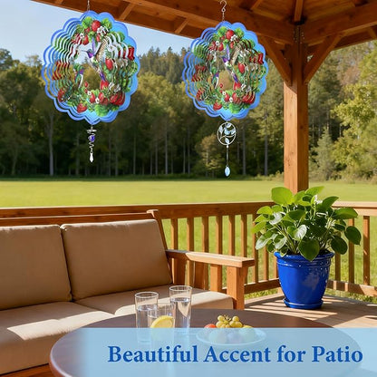 Hummingbird Wind Spinner 12" Metal, Hummingbird Gifts for Women Men Mom Wife Grandma, Outdoor Indoor Hanging Ornament for Garden Porch Backyard, Gift for Birthday Thanksgiving Christmas