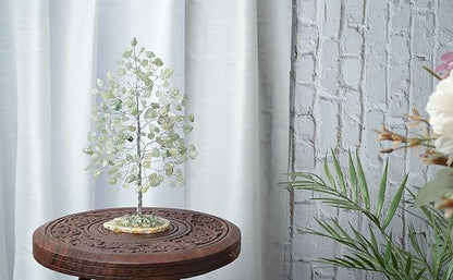 Green Jade Chakra Tree of Life - Crystal for Positive Energy, Geode Agate Slice Base, Handmade Gemstone Bonsai - Feng Shui Decor, Wire Money Tree - Green Healing Crystals, Spiritual Gift