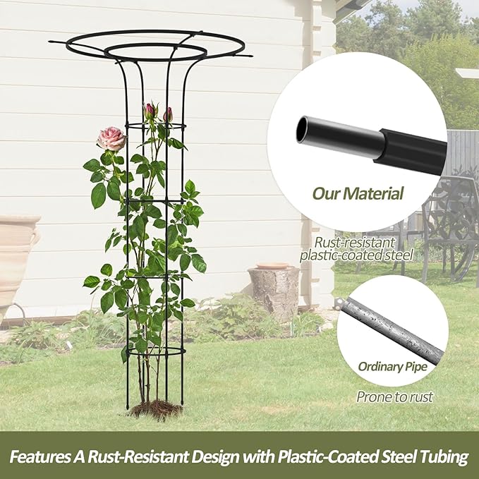 Trellis for Climbing Plants Outdoor - 69"(H), Expandable and Rust-Proof Metal Plant Support, Easy Installation, Garden Trellis for Potted Roses, Vines, Jasmine(2 Pack)