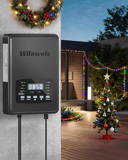 300W Low Voltage Landscape Transformer, Weatherproof Outdoor Low Voltage Transformer, 120V AC to 12/14V AC, Landscape Lighting Transformer with Timer and Photocell Sensor, ETL Listed D12LT06