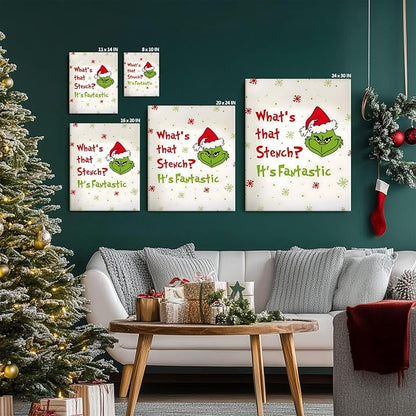 Funny Christmas Canvas Wall Art Decor - “What's That Stench? It's Fantastic” Holiday Decor - 24x30 inch Humorous Christmas Decoration for Living Room or Office - Premium Quality Canvas Print