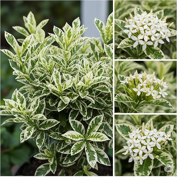3 Live Ixora Plants, 5-7 Inc, White Ixora Live Plant, Tropical Shrub Plant for Gardening