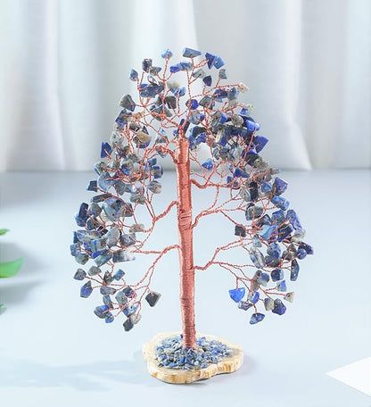 Crocon Lapis Lazuli Gemstone Tree of Life, Handmade, 8 Inch, Blue, Crystal Decoration, Feng Shui, Money Tree, Spiritual Gift