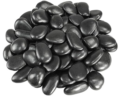 Large River Rocks for Landscaping, 40lbs Black Pebbles for Indoor Plants, 2-3 Inch Decorative Rocks for Planters, High Polished Stones for Vase Filler Fish Tank Garden
