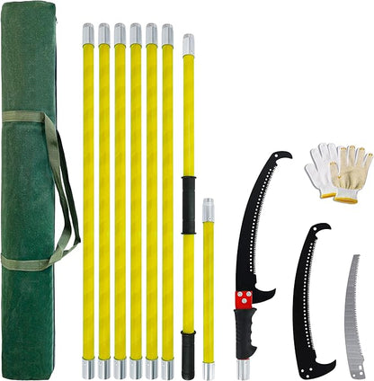 Manual pole saw,Tree Trimmer, Pole Pruning Saw, Pole Saws for Tree Trimming, Gardening Tools Pruner Hand Pole Saw For Yard(NO Scissor Head-Yellow 26FT)