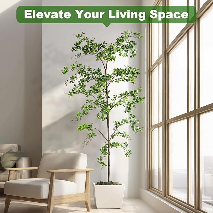 8FT Artificial Black Olive Tree Artificial Olive Plants, Tall Faux Olive Tree Faux Silk Plant Fake Plant Ultra-Realistic Silk Leaves & Natural Trunk Indoor Outdoor Use