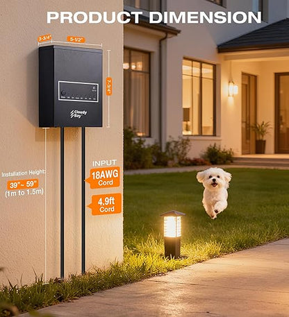 CLOUDY BAY 200W Low Voltage Outdoor Transformer with Photocell Light Sensor and Timer,120V AC to 12V AC Power Pack,for Landscape Lighting