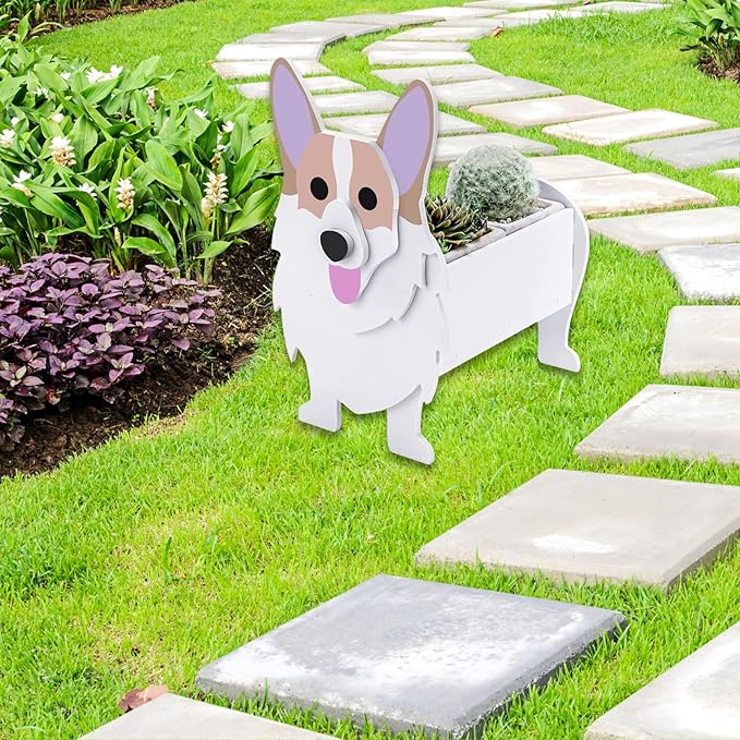 Corgi Dog Planter Plant Pots,Cute Dog Flower Planter,Gifts for Pet Lovers,Unique Animal Plant Pots,Office,Indoor Outdoor Garden Decor(9.45 * 6.73 * 12.2in)
