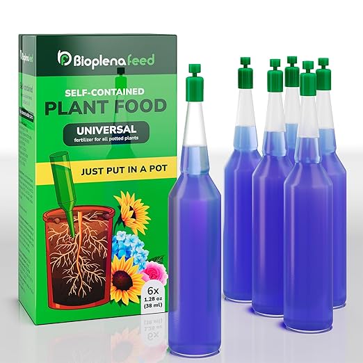 All-Purpose Liquid Plant Food Fertilizer (6-Pack) | Easy No-Mix Spikes for Indoor House Plants & Outdoor Flowers | Bloom Booster Nutrient Solution for Vibrant Growth & Strong Roots | Made in The USA