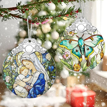 Christian Religious Virgin Mary Ornament – Christmas Decoration & Christmas Ornament; Stained Glass Holiday Decoration (Holiday Present, Bauble Present, Gift Idea, Gift Exchange) | Heirloom Keepsakes