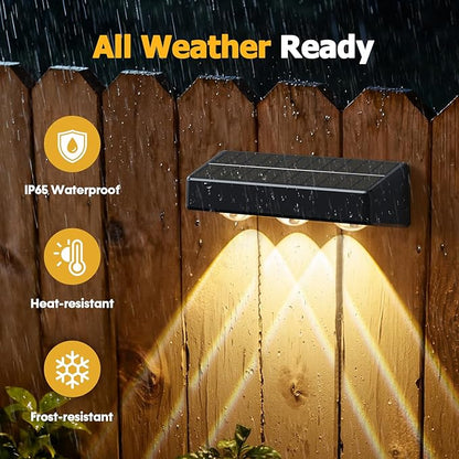 NIORSUN Solar Fence Lights,8 Pack Solars Deck Light,RGB Color,Outdoor Bulb Waterproof Led IP65,Outdoor Fence Light,Power Patio Lamp with Lenses for Outside/Backyard/Railing/Yard(Black)