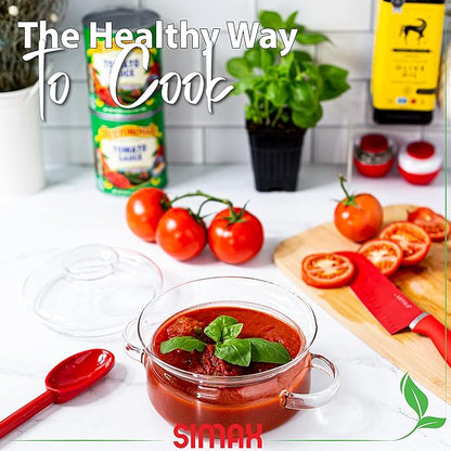 Simax Simmer Pot for Stove Potpourri, 32 Ounce Glass Pots for Cooking on Stove, Clear Pots for Cooking, Glass Cookware, Easy Grip Handles, Oven, Microwave, Stove and Dishwasher Safe Borosilicate Glass