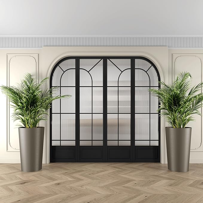 Set of 2 Tall Planters 22", Large Planters for Outdoor Indoor Plant Pots with Wire Drawing Process, Containers Large Decorative Tree Planter Front Porch Patio, Brown