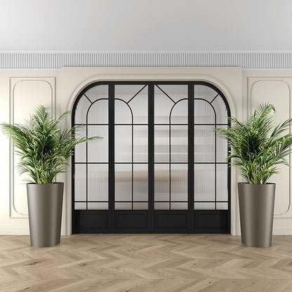 Set of 2 Tall Planters 22", Large Planters for Outdoor Indoor Plant Pots with Wire Drawing Process, Containers Large Decorative Tree Planter Front Porch Patio, Brown