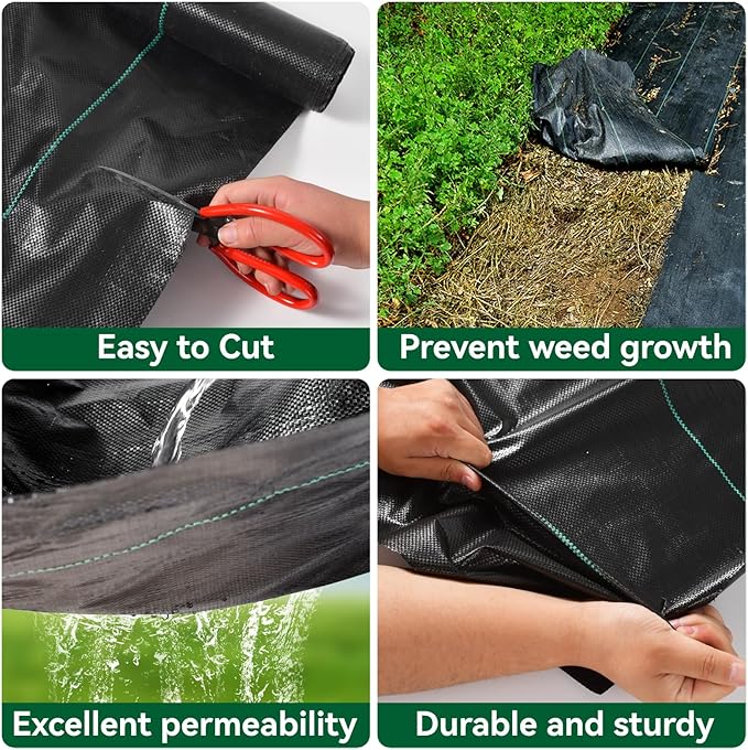 3 x 200FT Garden Landscape Fabric Weed Barrier Fabric Heavy Duty, Weed Blocker Fabric, Geotextile Fabric Under Gravel, Pathways, Driveway Fabric, Yard Landscaping Fabric Membrane(2 Pack 3x100FT)