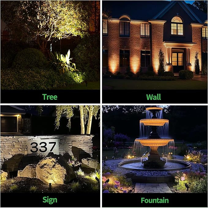 Landscape Spotlight - Soft & Natural White Selectable Setting Up Lights, Outdoor Low Voltage Spot Lights, LED 12V Wired Waterproof Aluminum, Black for Garden Patio Wall 6 Pack