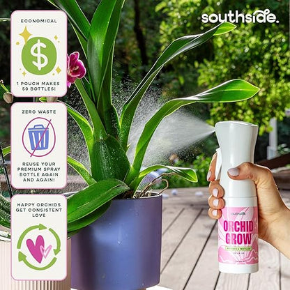 Southside Orchid Grow Fertilizer - 50 Concentrated Refills (Spray Bottle not Included) - Hydrate & Fertilize (3-1-3 NPK) - Economical Plant Food for Orchids