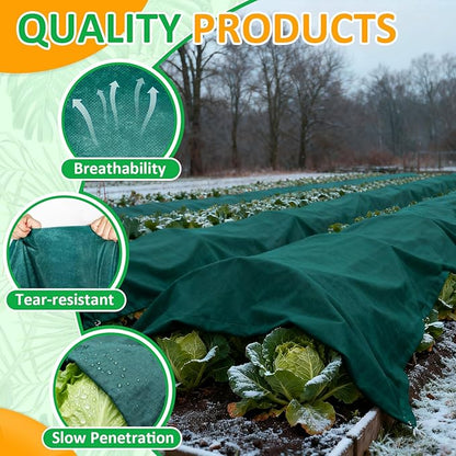 Green Plant Covers Freeze Protection, 10 x 50 ft - 2 oz/yd² Frost Cloths for Outdoor Plants, Tree Covers Freeze Protection, Winter Garden Blanket, Sun Cover for Plants for Greenhouse, Vegetables
