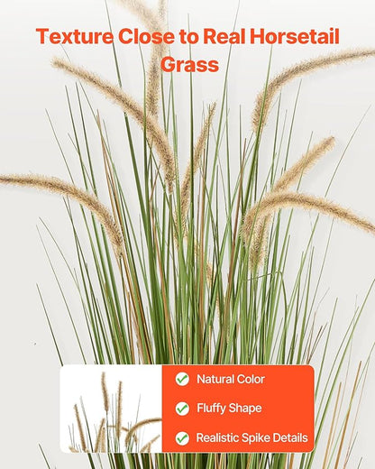 VEVOR Artificial Grass Plant, 2 Pack 47 inch Horsetail Reed Grass in Pot, Premium PVC Faux Fake Greenery Shrubs Plant for Indoor Outdoor House Home Garden Office Room Décor, Housewarming, Green