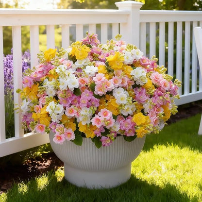 alyptus Artificial Flowers for Outdoors, 12 Bundles UV Resistant Spring Fake Flowers for Porch, Patio & Home Decor – Realistic Outdoor Faux Plants with 4 Colors - Multicolor