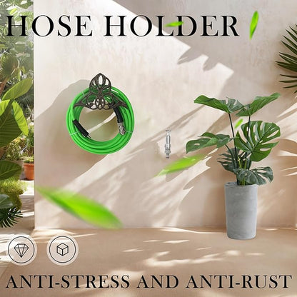Garden Hose Holder Wall Mount – Heavy Duty Cast Iron Hose Hanger, Vintage Decorative Hose Holder for Outside Wall, Patio, Yard, or Villa (10.62"x6.92"x5.98")