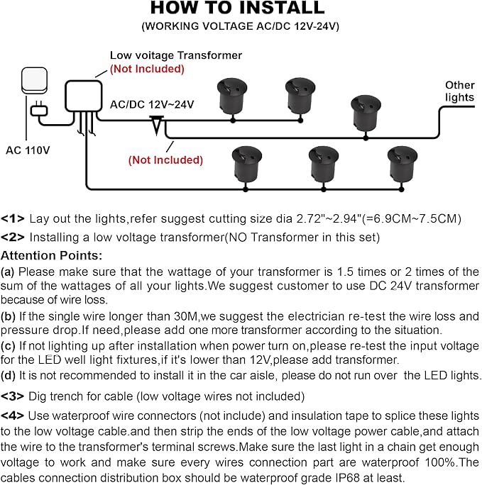 LED Well Lights Outdoor In Ground Lighting Low Voltage Landscape Lighting,2W AC/DC 12V 24V Driveway Lights Warm White Waterproof IP68 Aluminium Single Side Lighting,4PACKS
