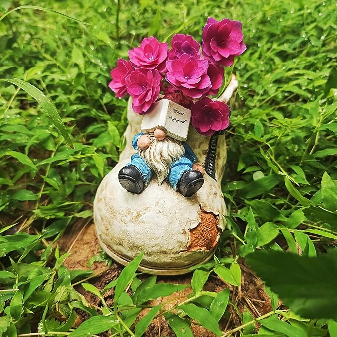 Cute Planter Pot Suitable for Indoor and Outdoor, Small gnome Resin Succulent Plant Flower pots, Decorative Fun Flower pots with Drainage Holes, Ideal Home and Garden Decoration Gifts