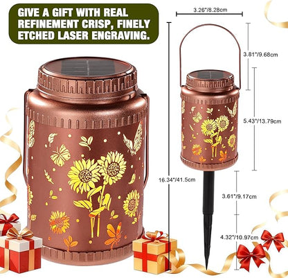 Cooo 6 Pack Solar Lanterns Outdoor Waterproof Sunflower Butterfly Solar Pathway Lights Landscape Path Christmas Gifts for Women Mom Grandma for Outdoor Table Lamps Garden Yard Backyard Decor-Rose Gold