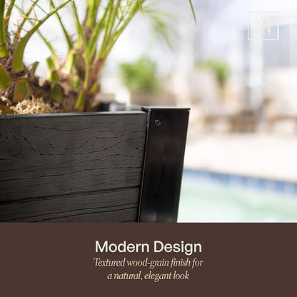 Mayne Vista 22in Outdoor Planter 2-Pack- Modern Tall Tapered Design with Drainage Hole for All Season Use - Ideal Front Porch Decor & Patio Planter - Easy Assembly