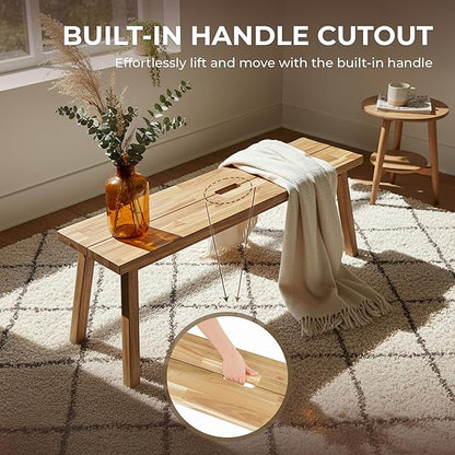 Solid Wood Bench for Entryway, Bed Bench, Dining, Plant Stand - Wooden Bench Indoor (47 inches)
