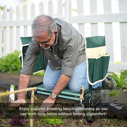 KVR Upgraded Garden Kneeler and Seat with Thicken & Widen Soft Kneeling Pad,Heavy Duty Foldable Gardener Stool with 2 Tool Pouches,Gardening Gifts for Women Mom Men Seniors¡­…