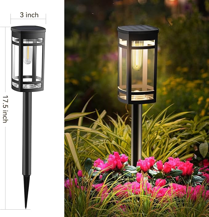 EXCMARK 2 Pack Solar Lights Outdoor Waterproof for Garden Pathway Walkway Driveway Yard Lawn Decorative Landscape Lighting. (Warm White Light,2)