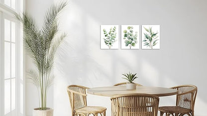 TutuBeer Botanical Plant Canvas Wall Art Botanical Pictures Wall Art Sage Green Eucalyptus Leaf Print on Canvas Minimalist Aesthetic Bedroom Artwork for Bathroom Bedroom Living Room Office 12"X16"X3