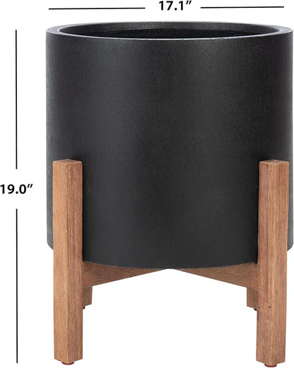 SAFAVIEH Outdoor Collection Jesper Natural/Black Concrete Planter